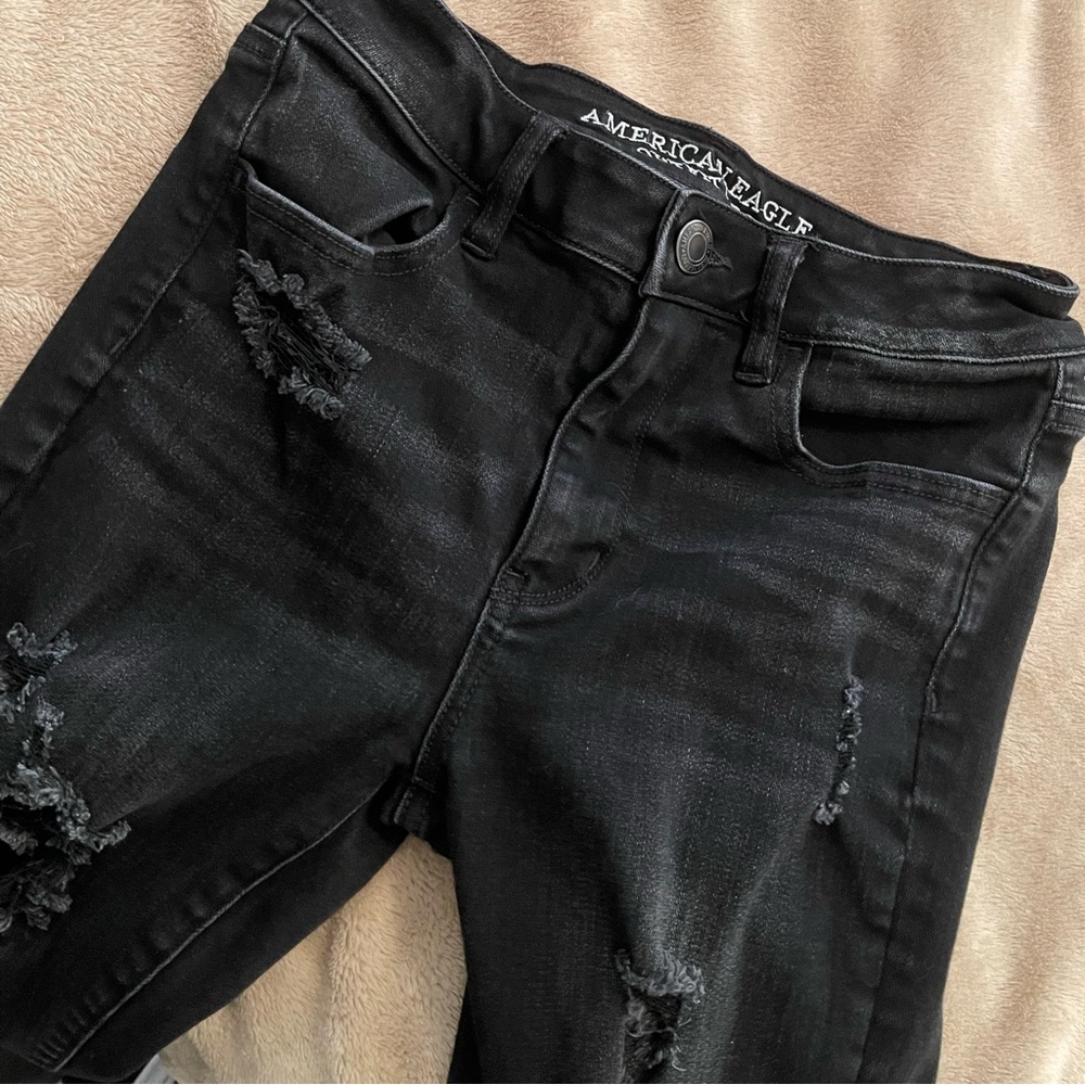 American Eagle Regular Size US 4 Super Super Stretch Ripped Hi-Rise Jegging